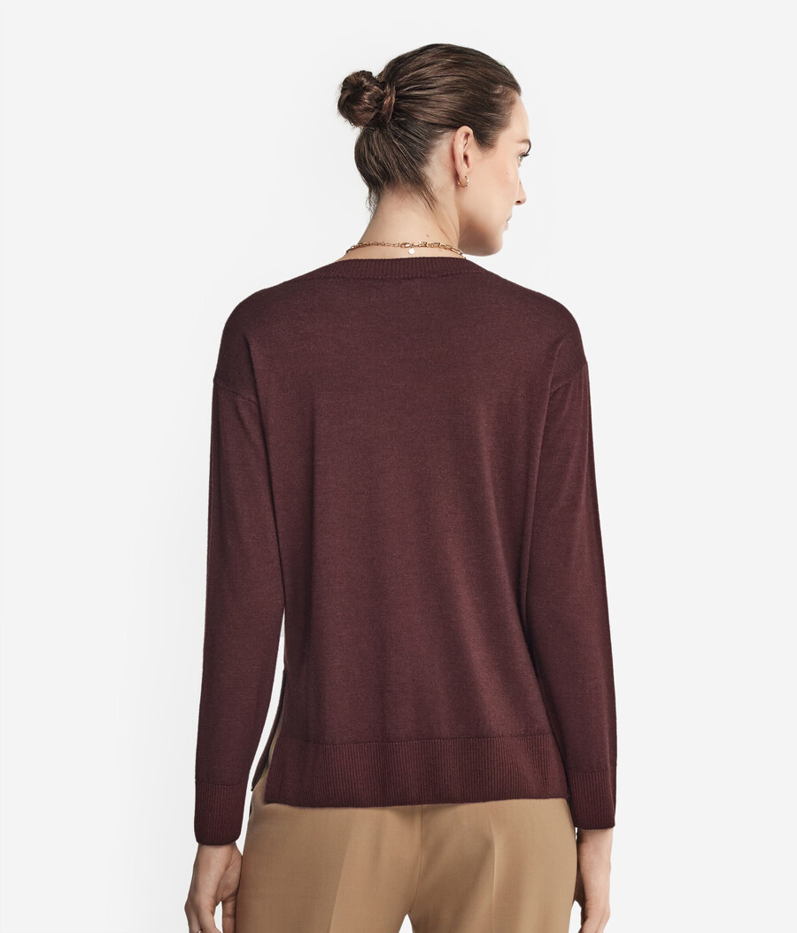rundhals-kaschmirpullover mit schlitzen