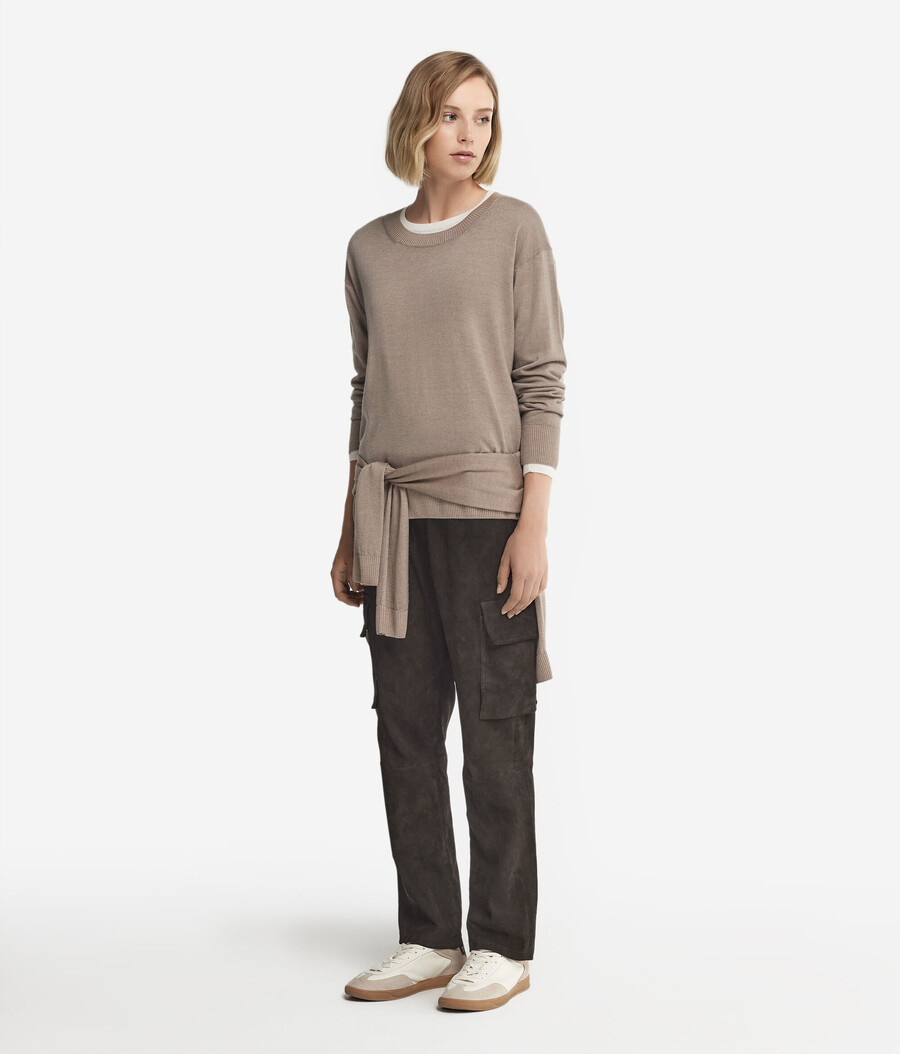 rundhals-kaschmirpullover mit schlitzen