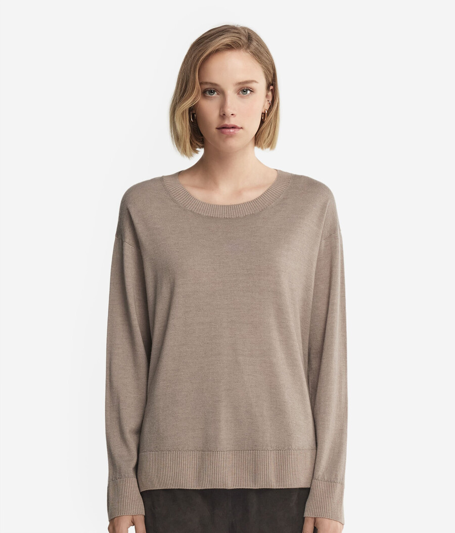 rundhals-kaschmirpullover mit schlitzen