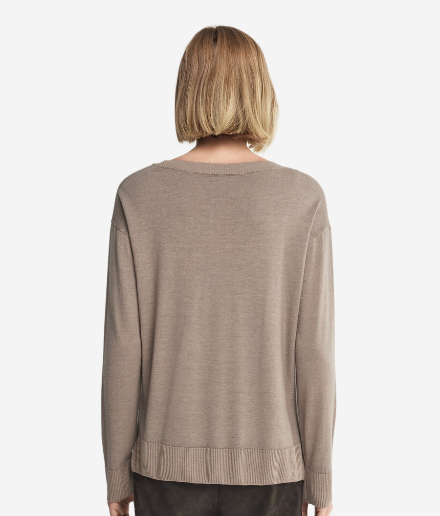 rundhals-kaschmirpullover mit schlitzen