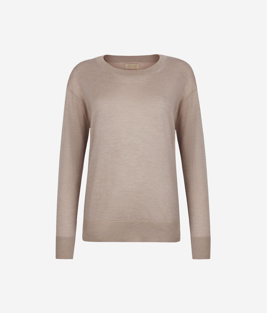 rundhals-kaschmirpullover mit schlitzen