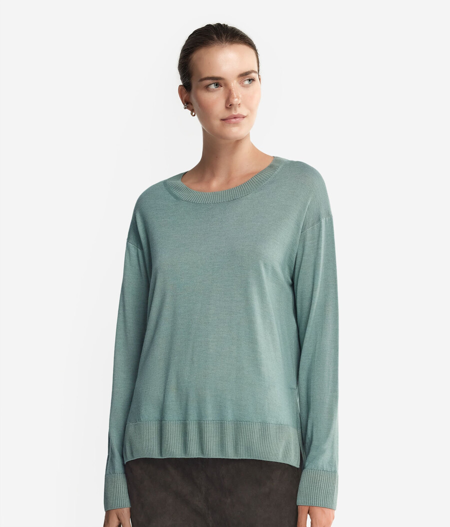 rundhals-kaschmirpullover mit schlitzen