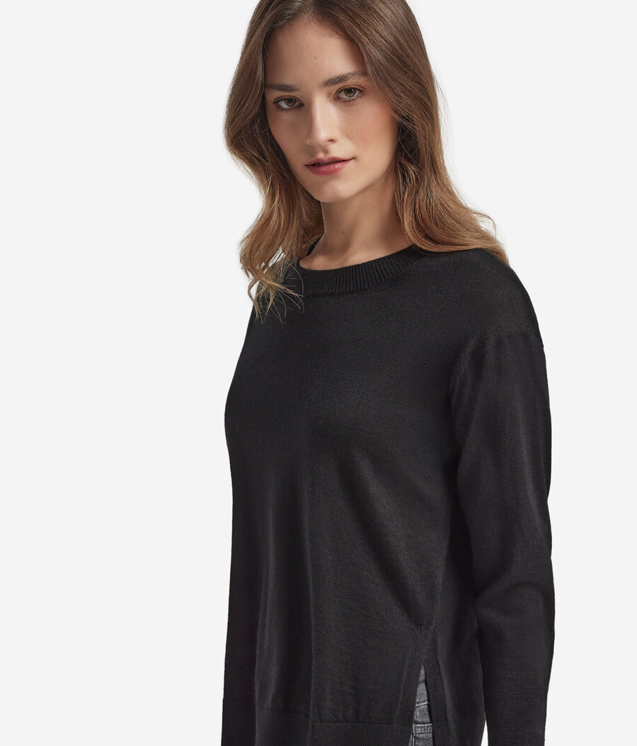 rundhals-kaschmirpullover mit schlitzen