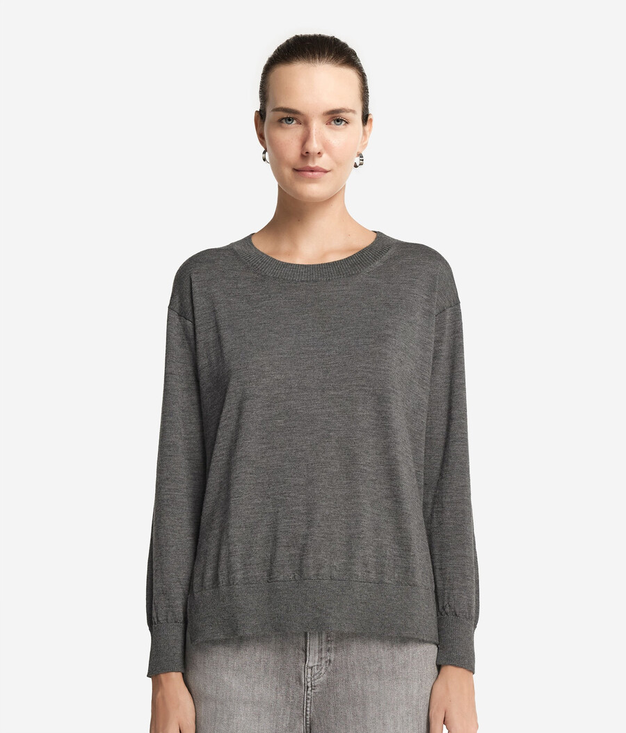 rundhals-kaschmirpullover mit schlitzen