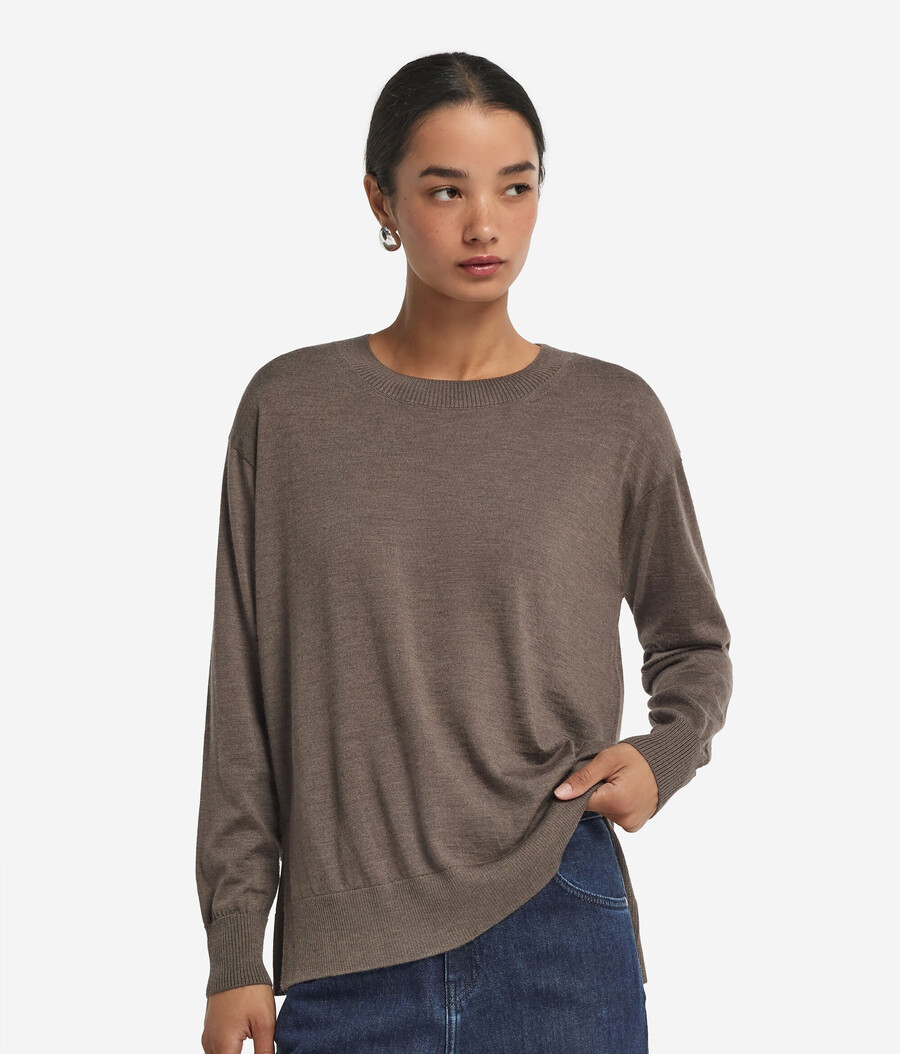 rundhals-kaschmirpullover mit schlitzen