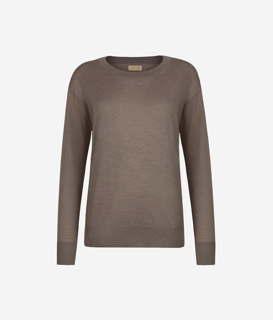 rundhals-kaschmirpullover mit schlitzen