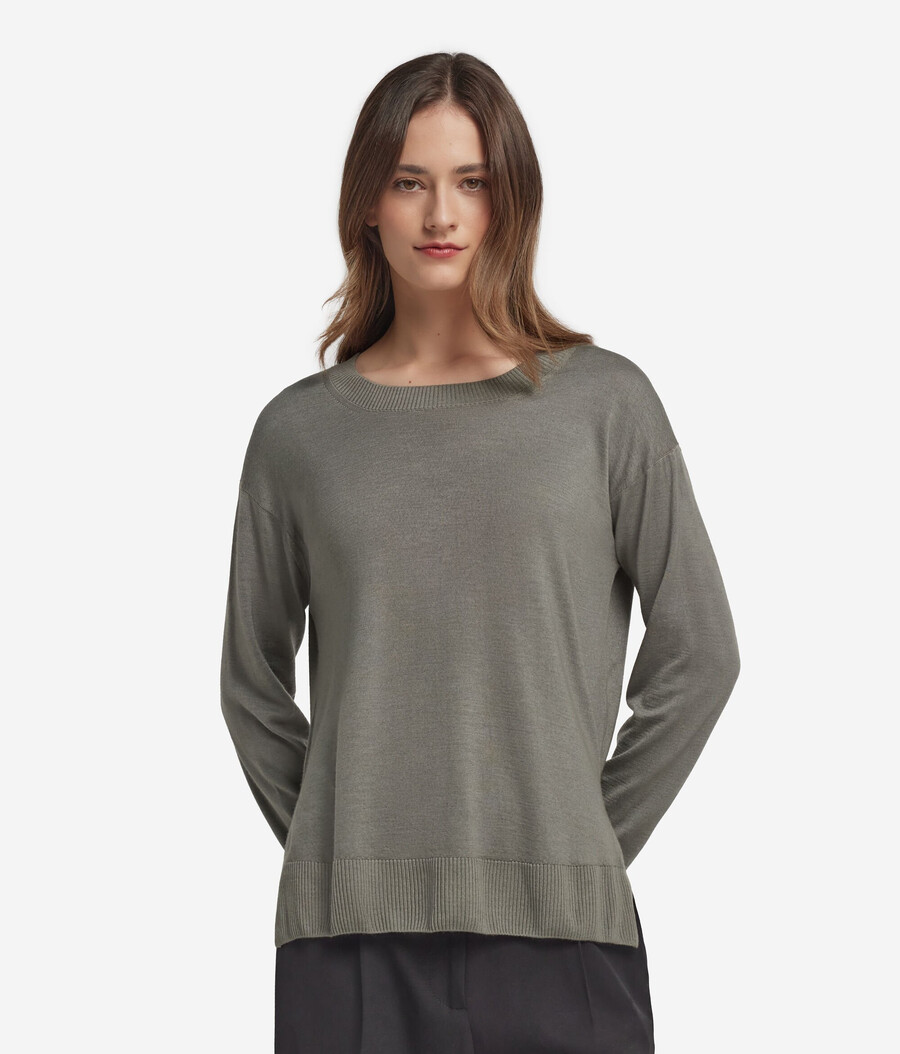 rundhals-kaschmirpullover mit schlitzen