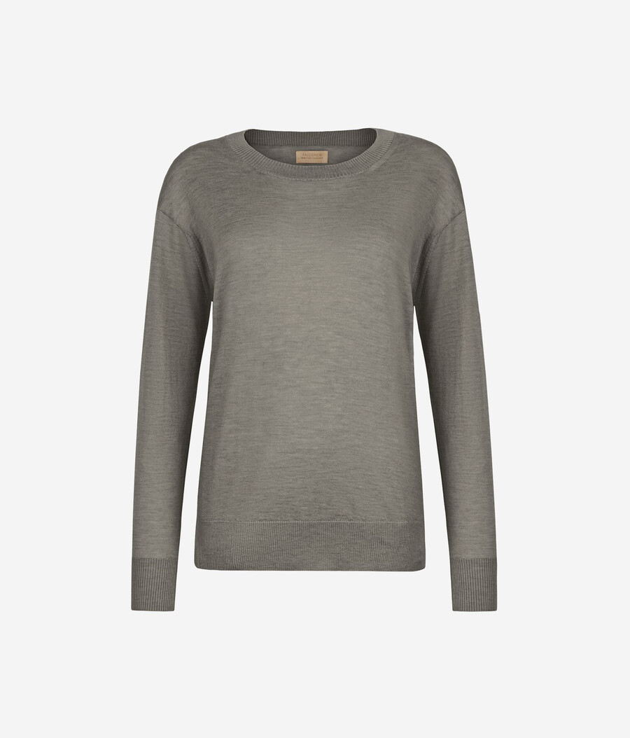 rundhals-kaschmirpullover mit schlitzen