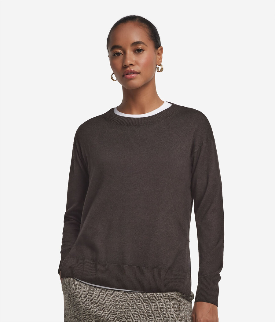 rundhals-kaschmirpullover mit schlitzen