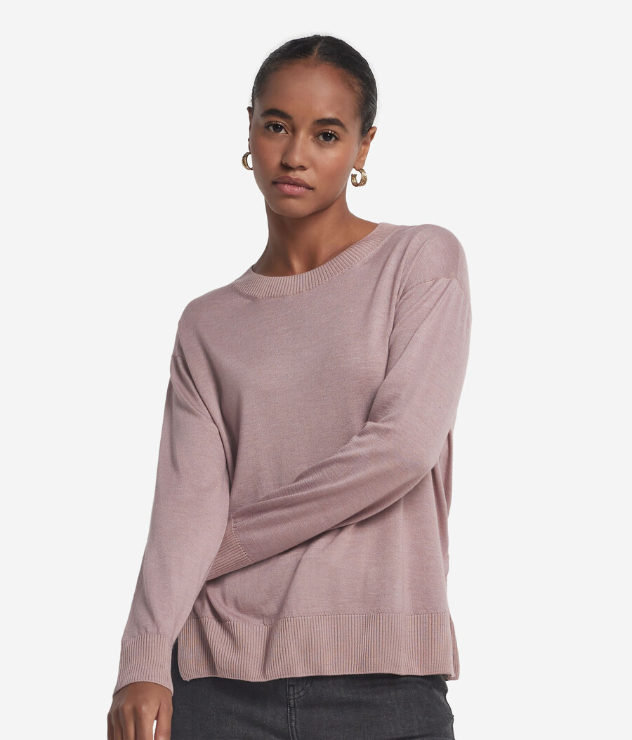 rundhals-kaschmirpullover mit schlitzen