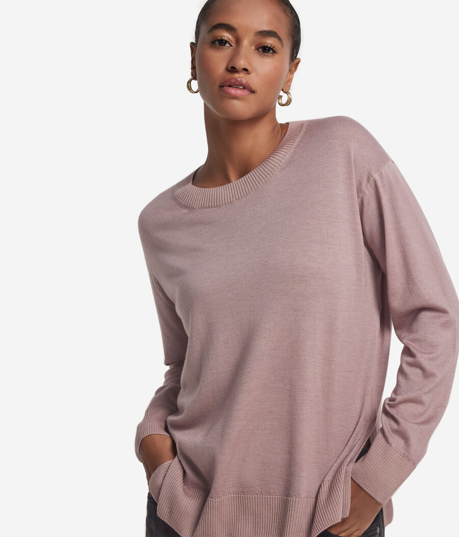 rundhals-kaschmirpullover mit schlitzen