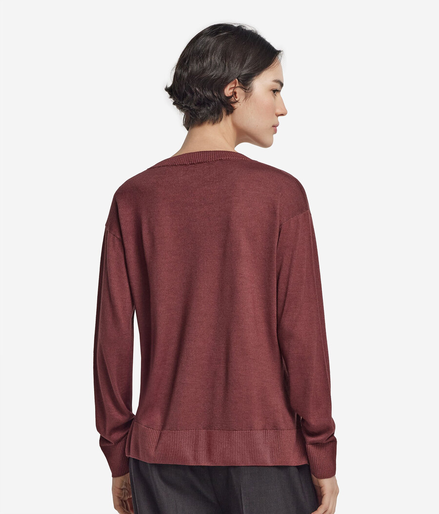rundhals-kaschmirpullover mit schlitzen
