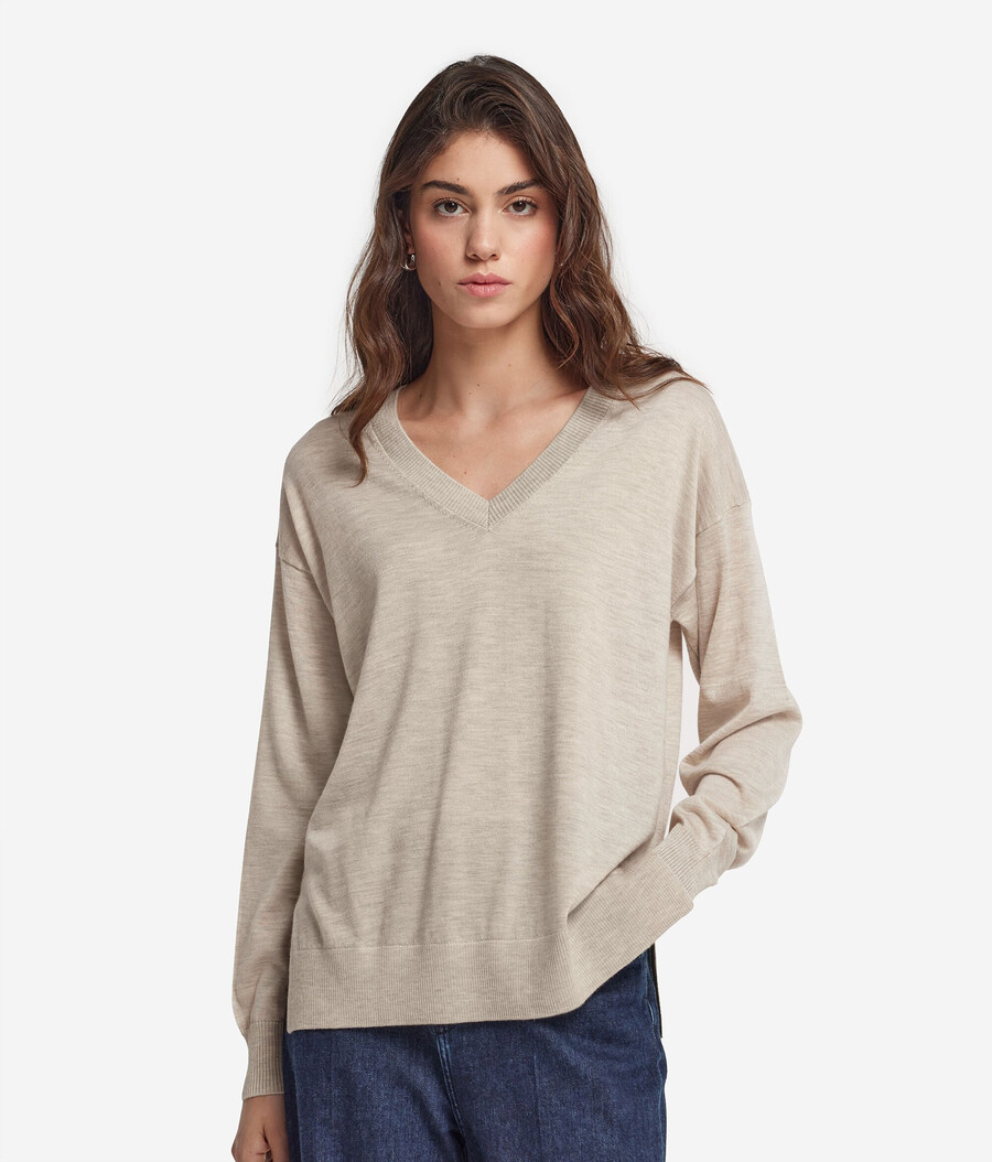 kaschmirpullover mit v-ausschnitt und schlitzen