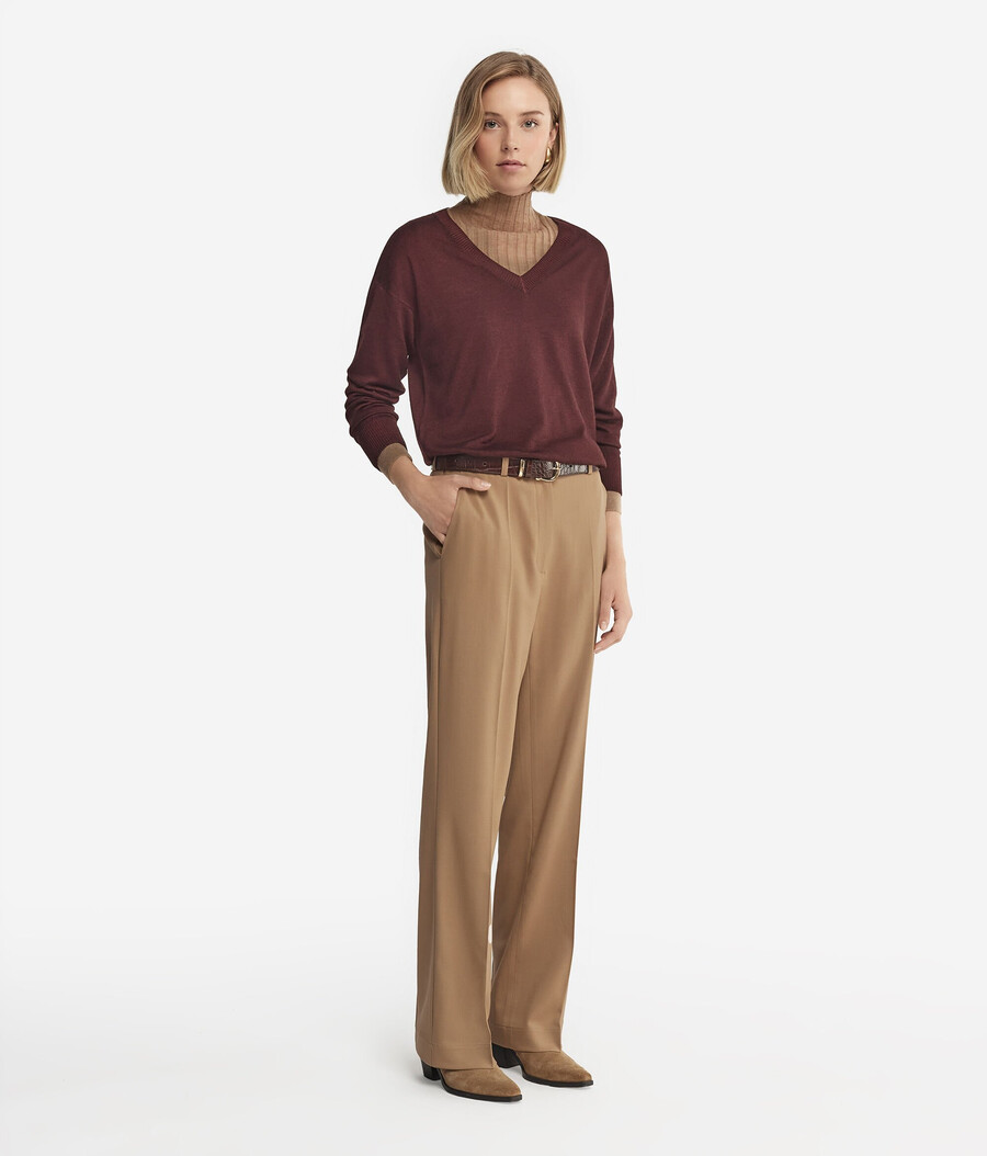 kaschmirpullover mit v-ausschnitt und schlitzen
