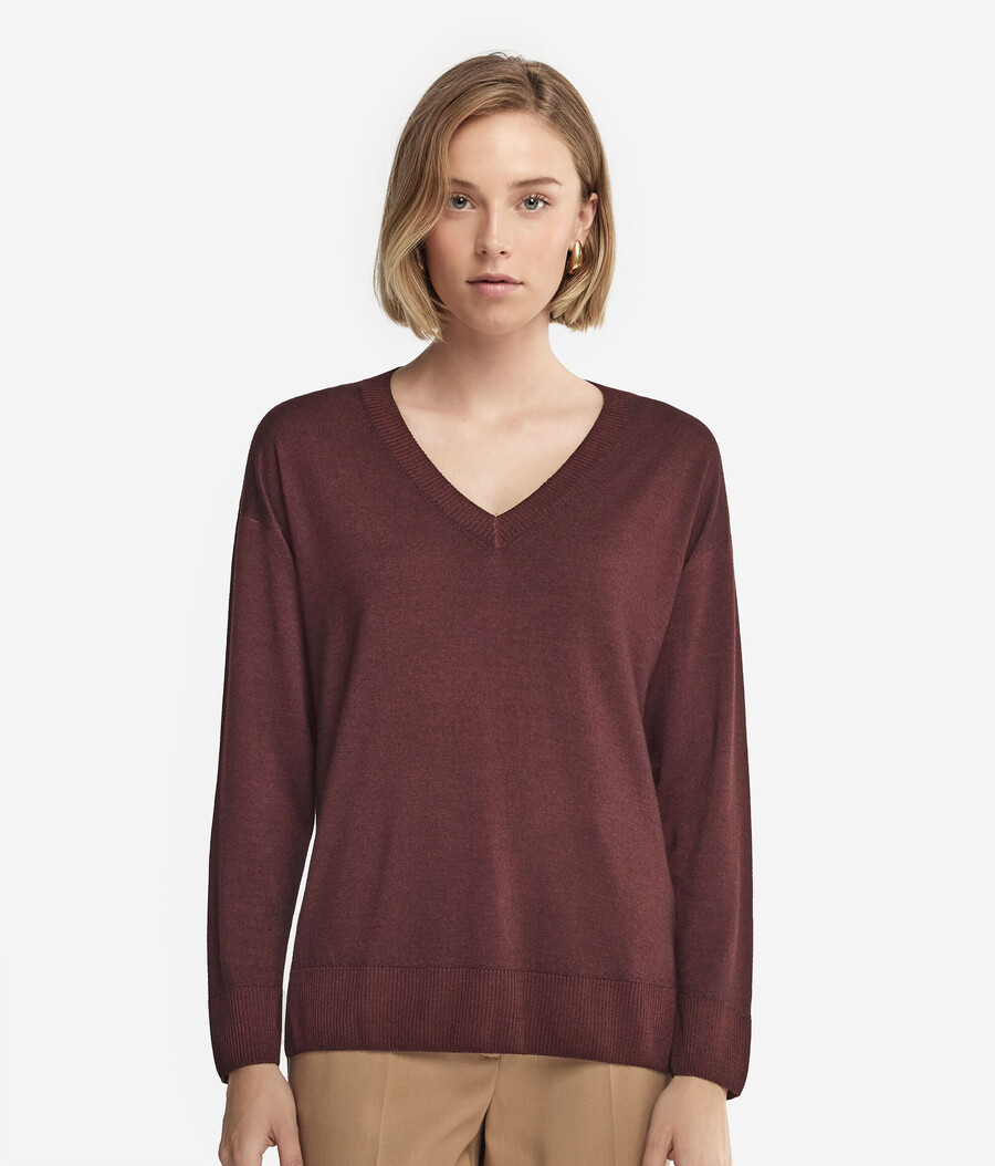 kaschmirpullover mit v-ausschnitt und schlitzen