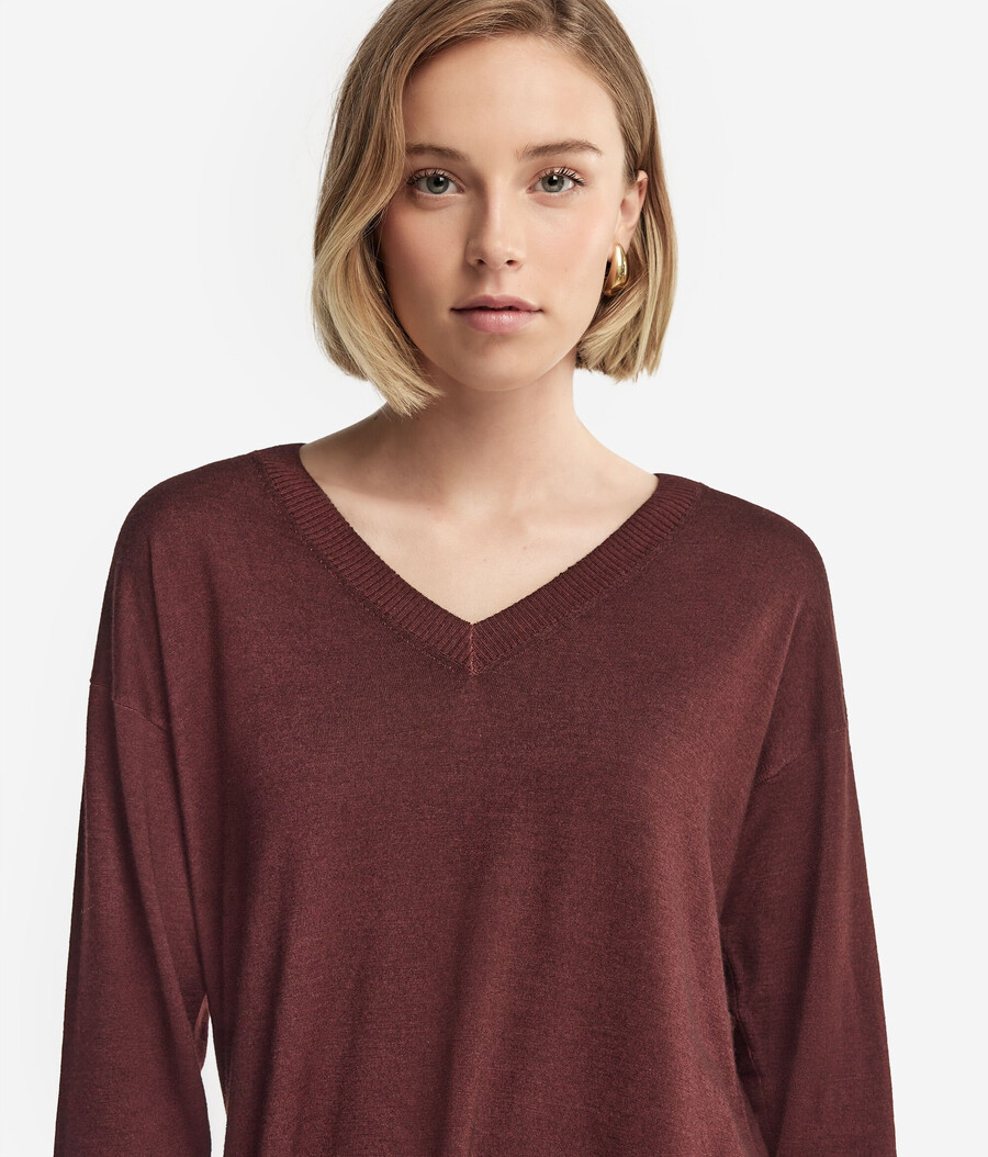 kaschmirpullover mit v-ausschnitt und schlitzen
