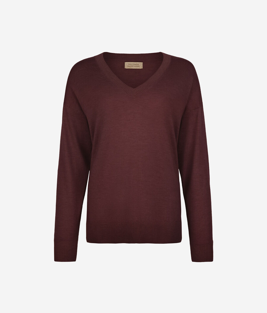 kaschmirpullover mit v-ausschnitt und schlitzen