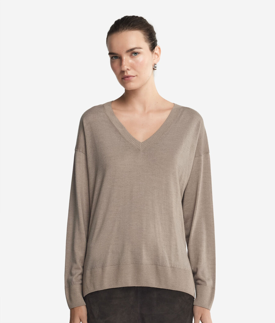 kaschmirpullover mit v-ausschnitt und schlitzen