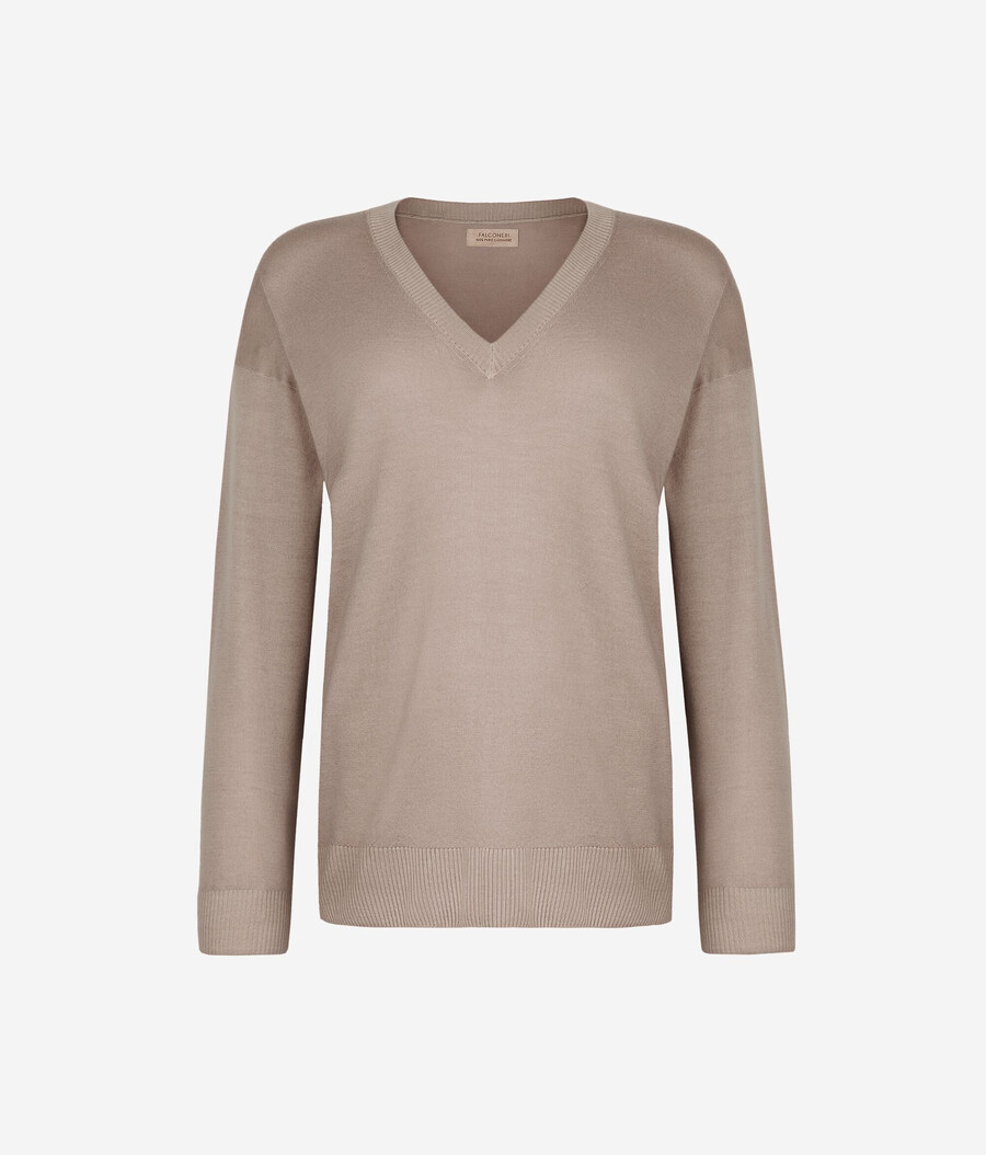 kaschmirpullover mit v-ausschnitt und schlitzen