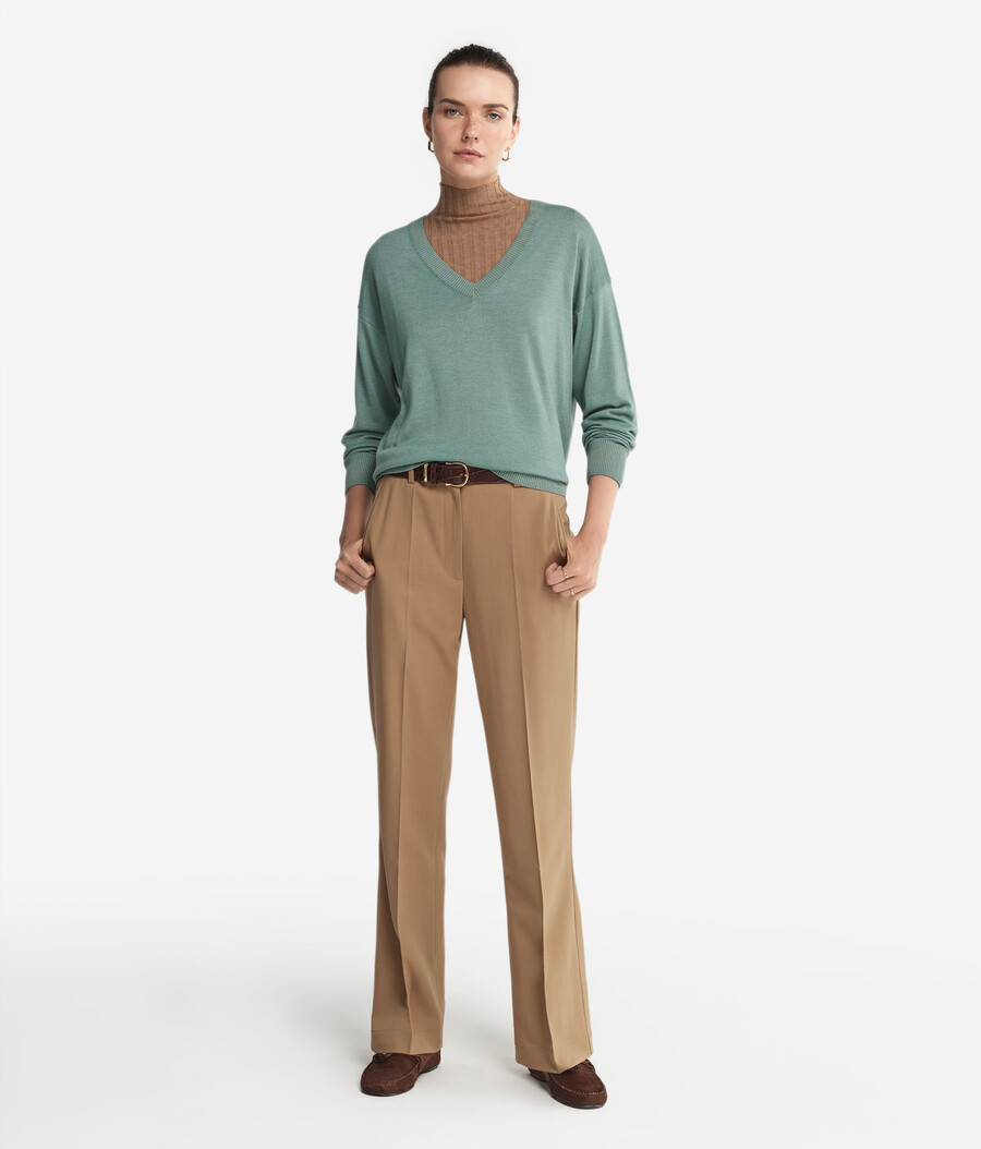 kaschmirpullover mit v-ausschnitt und schlitzen