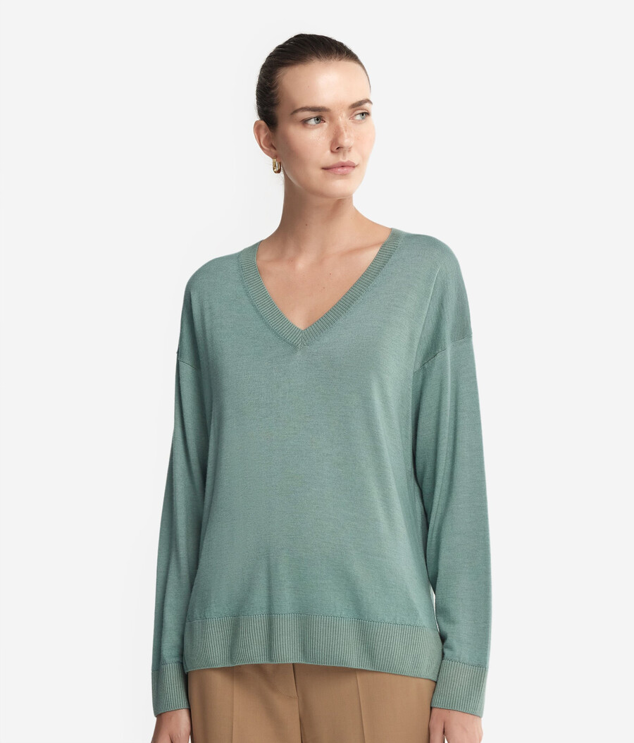 kaschmirpullover mit v-ausschnitt und schlitzen