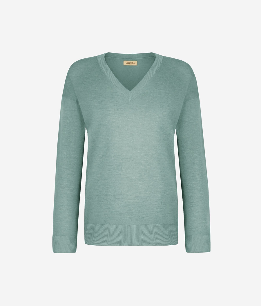 kaschmirpullover mit v-ausschnitt und schlitzen