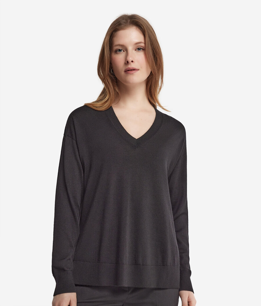 kaschmirpullover mit v-ausschnitt und schlitzen