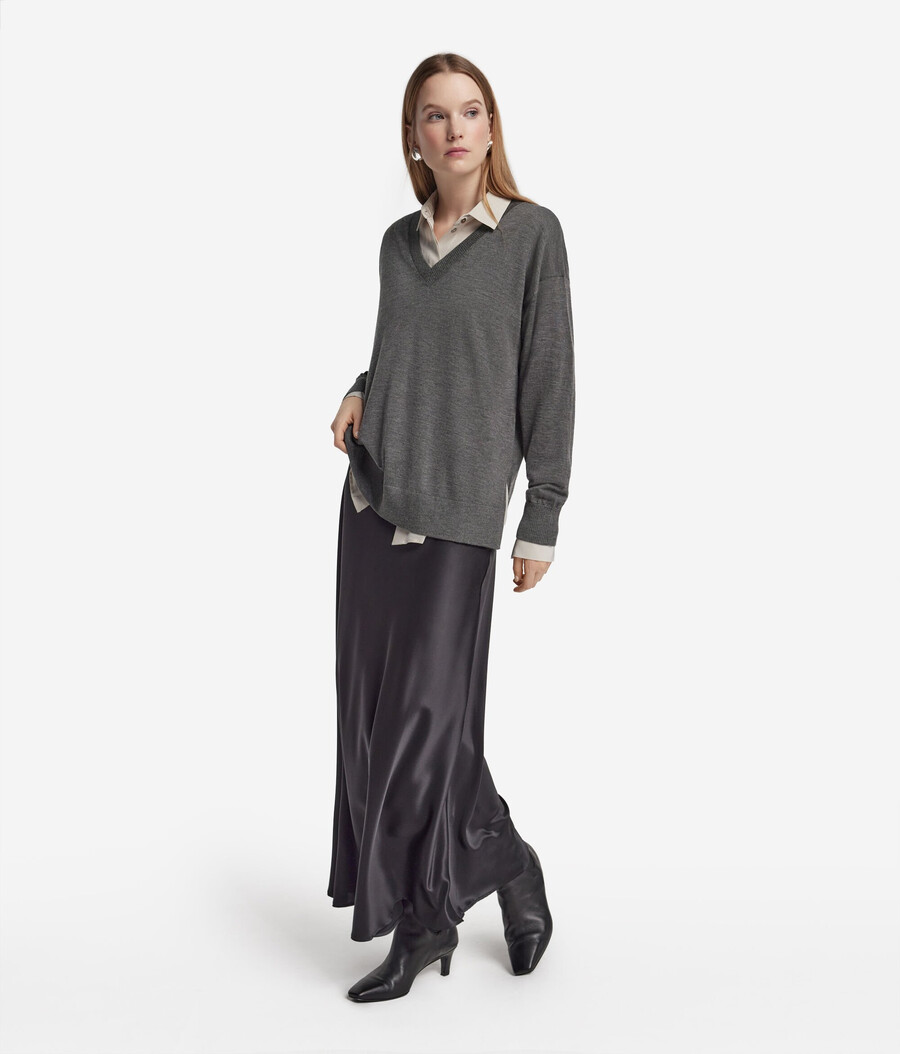 kaschmirpullover mit v-ausschnitt und schlitzen