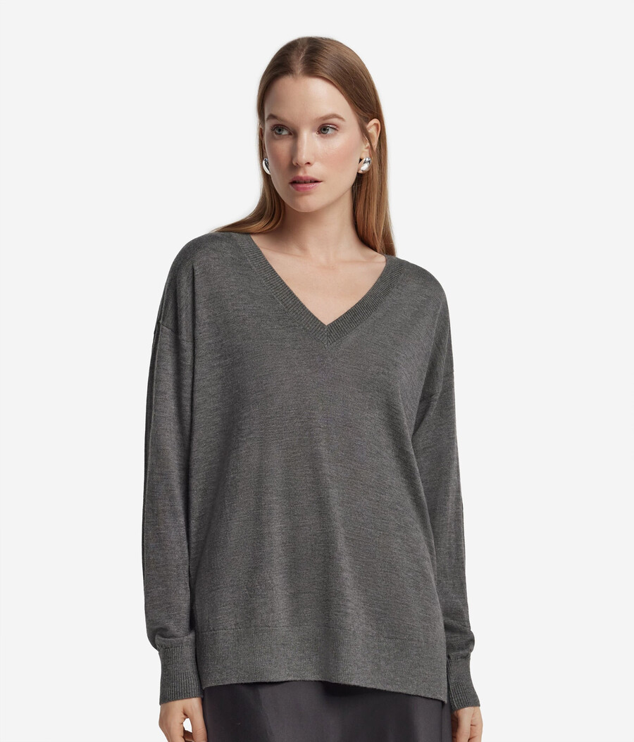 kaschmirpullover mit v-ausschnitt und schlitzen