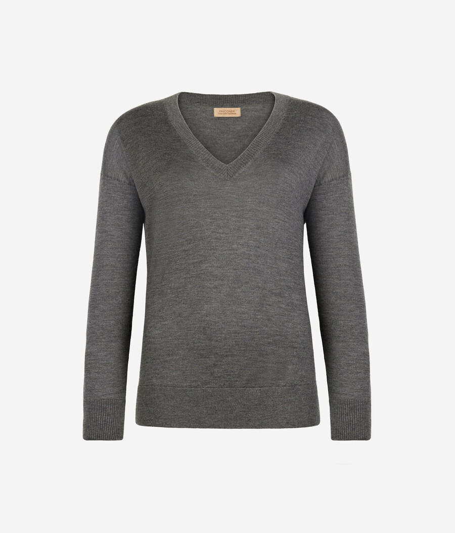kaschmirpullover mit v-ausschnitt und schlitzen