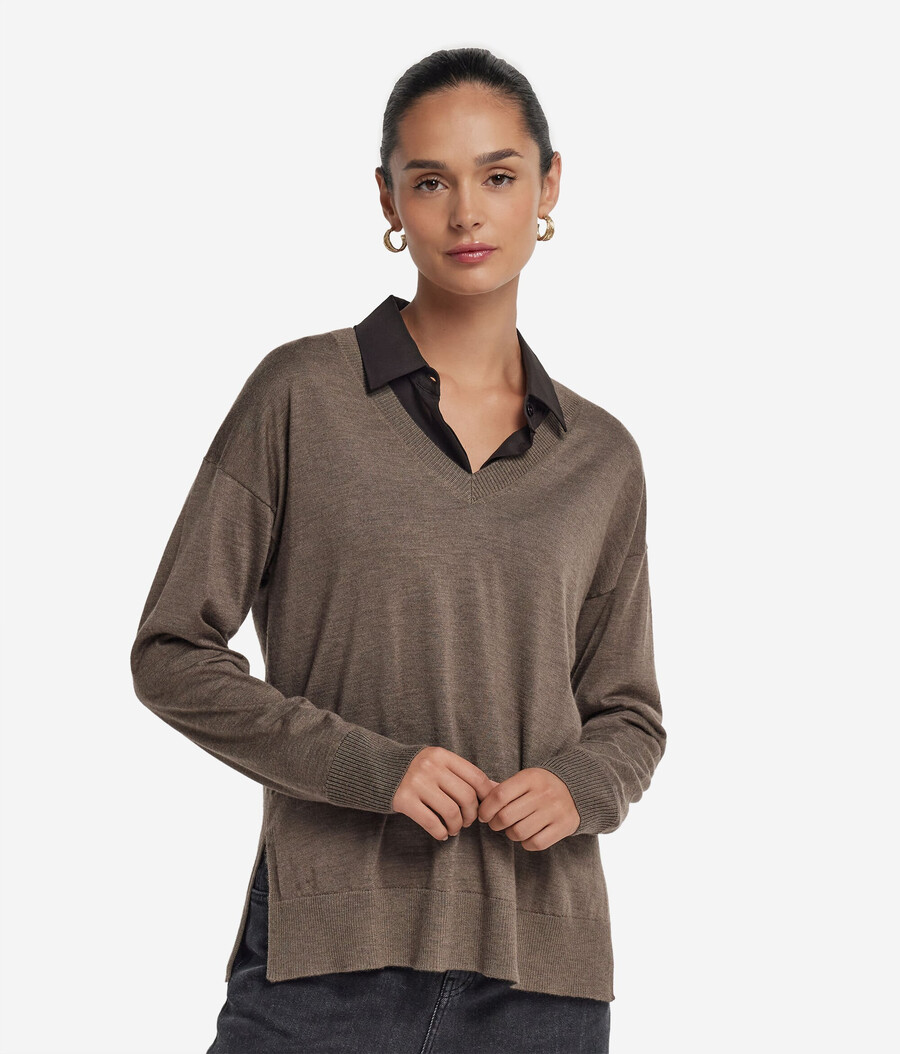 kaschmirpullover mit v-ausschnitt und schlitzen