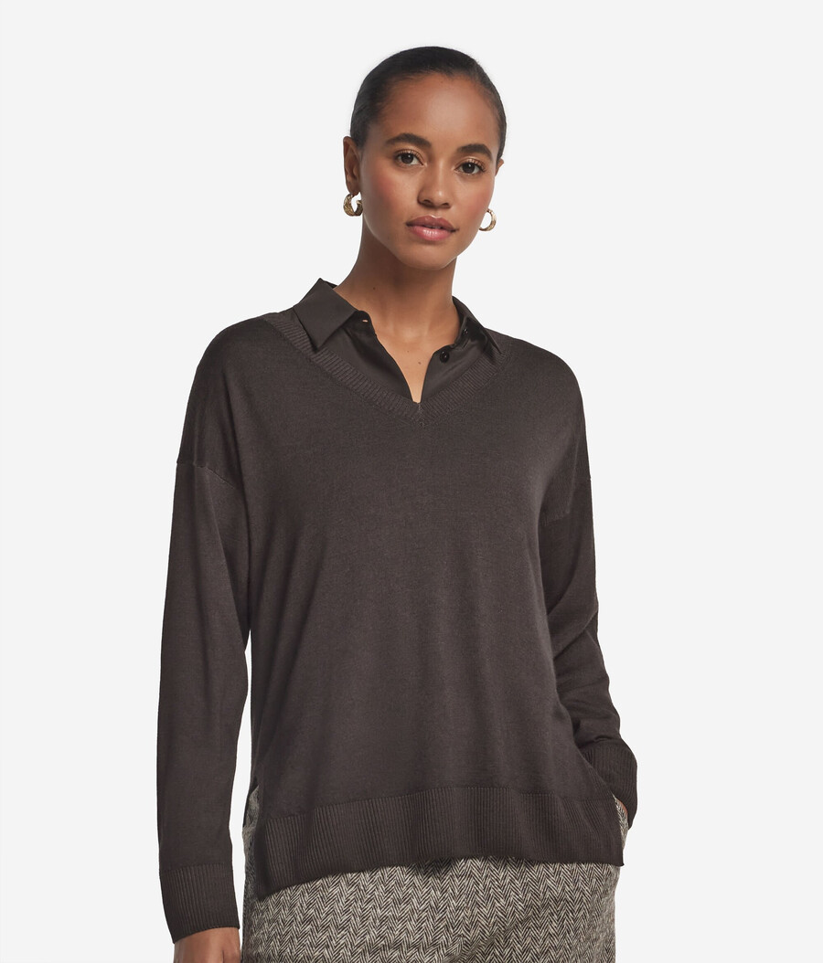 kaschmirpullover mit v-ausschnitt und schlitzen