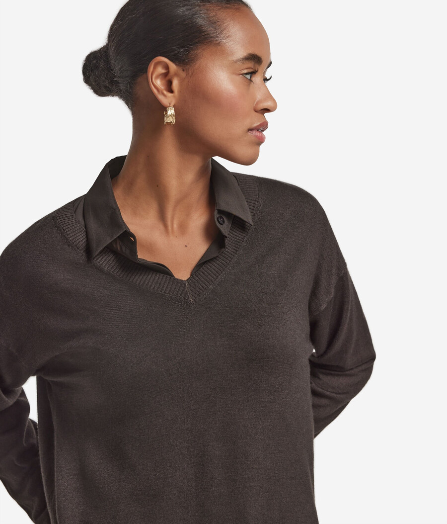 kaschmirpullover mit v-ausschnitt und schlitzen