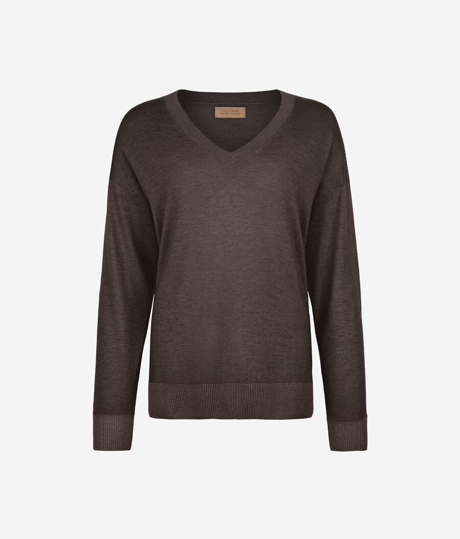 kaschmirpullover mit v-ausschnitt und schlitzen