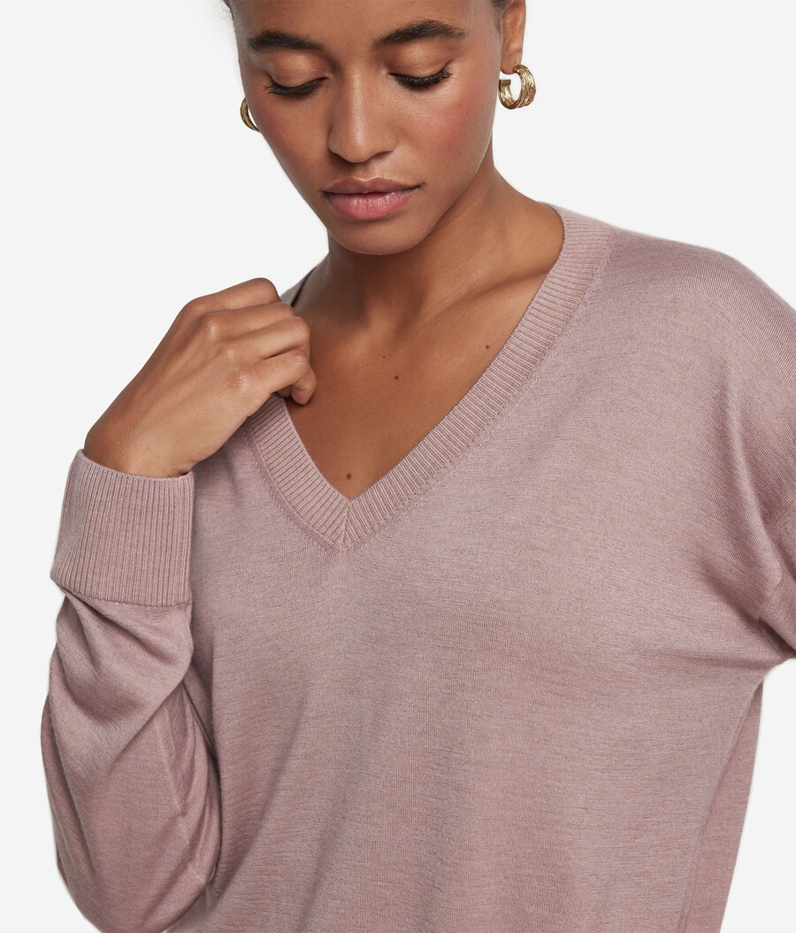 kaschmirpullover mit v-ausschnitt und schlitzen