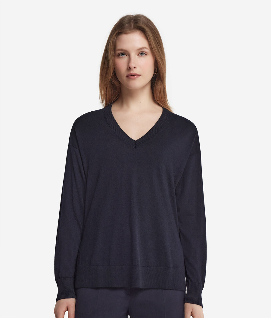 kaschmirpullover mit v-ausschnitt und schlitzen