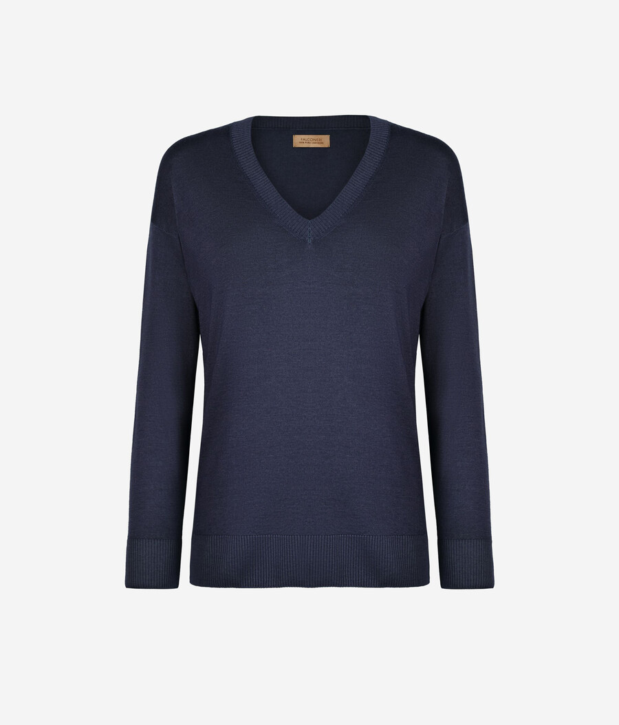 kaschmirpullover mit v-ausschnitt und schlitzen