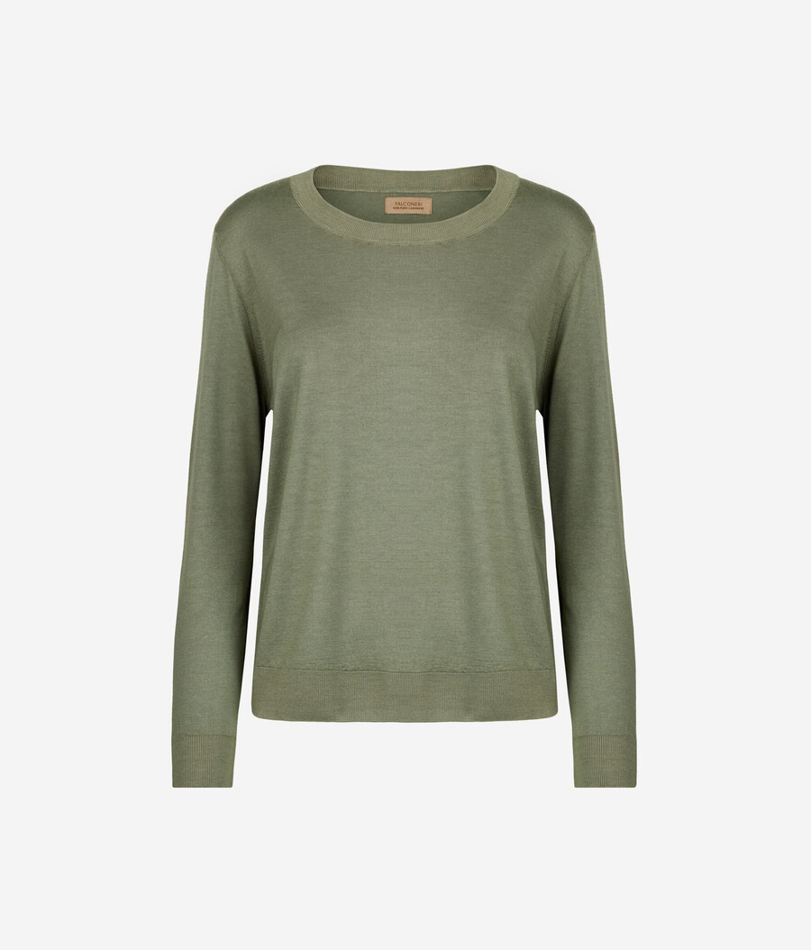 rundhals-pullover aus ultrafeinem kaschmir