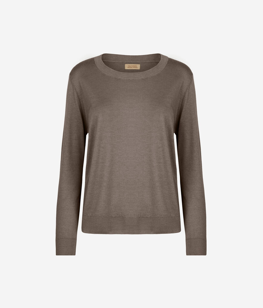 rundhals-pullover aus ultrafeinem kaschmir