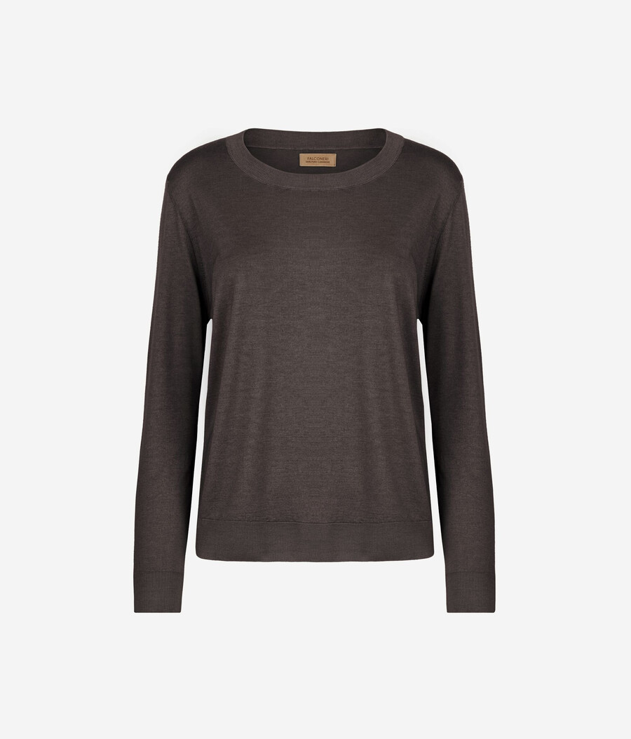 rundhals-pullover aus ultrafeinem kaschmir