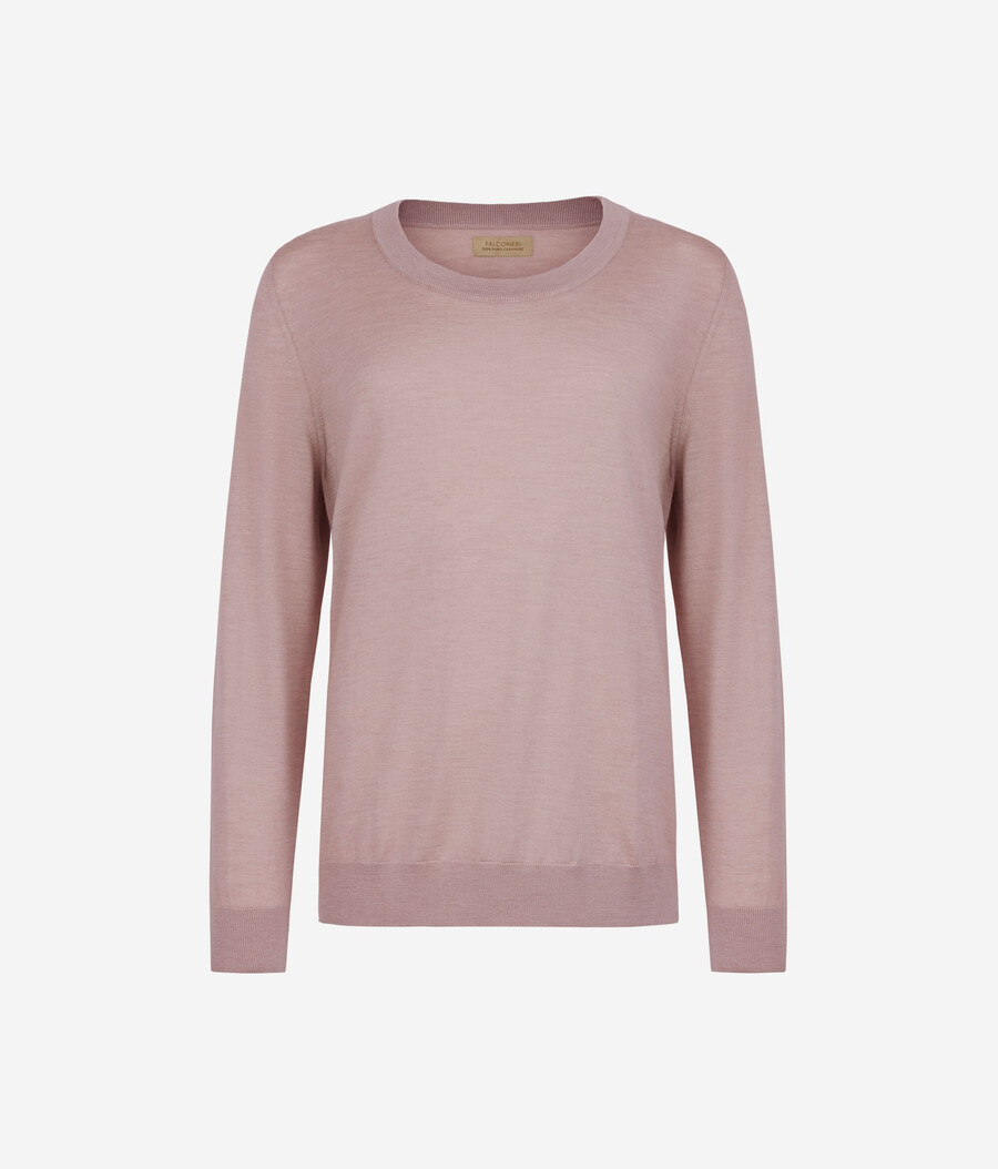 rundhals-pullover aus ultrafeinem kaschmir