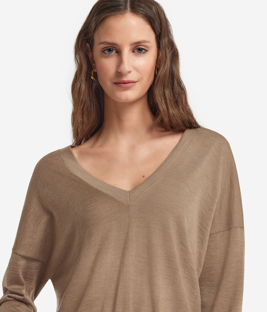 ultrafeiner kaschmirpullover mit doppeltem v-ausschnitt