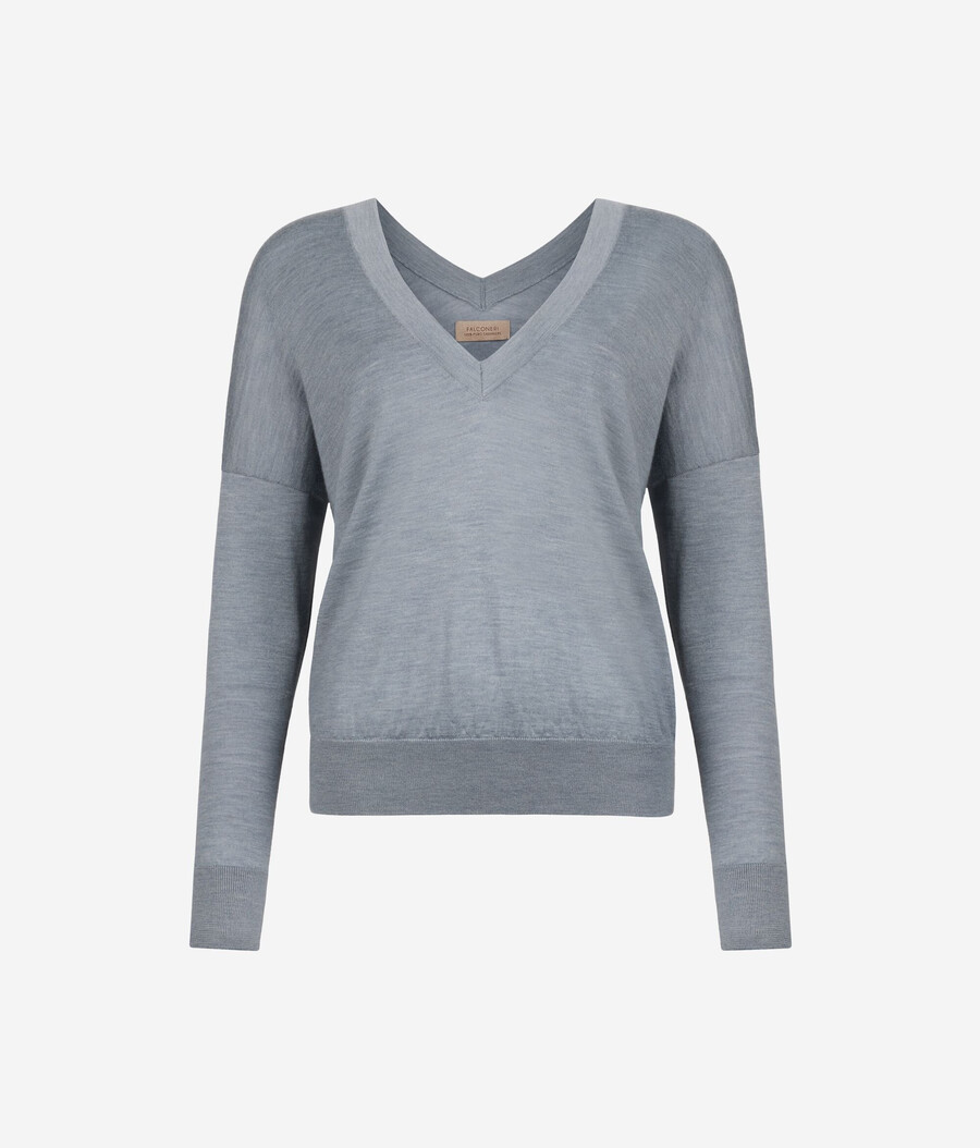 ultrafeiner kaschmirpullover mit doppeltem v-ausschnitt