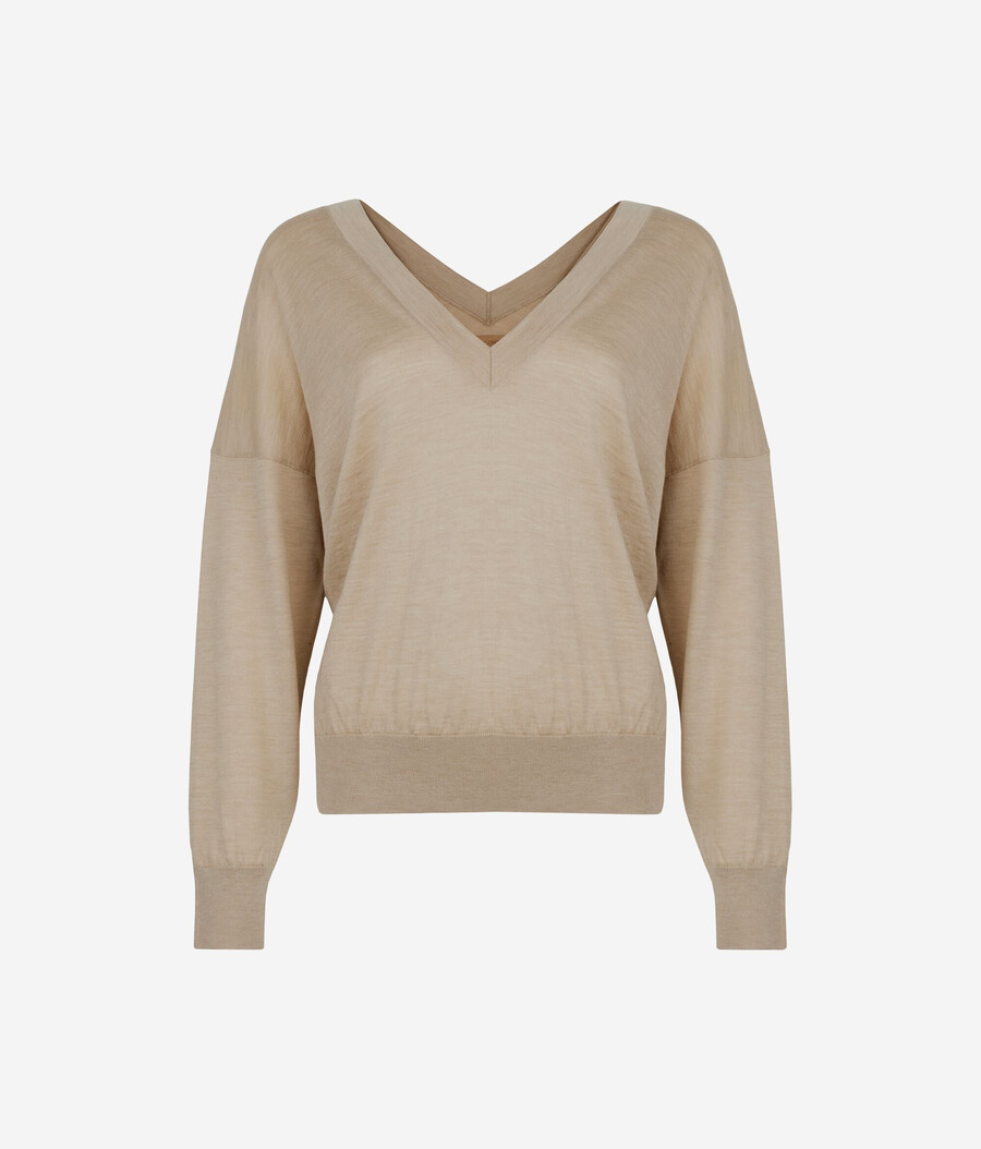ultrafeiner kaschmirpullover mit doppeltem v-ausschnitt