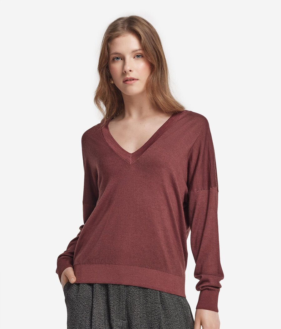 ultrafeiner kaschmirpullover mit doppeltem v-ausschnitt