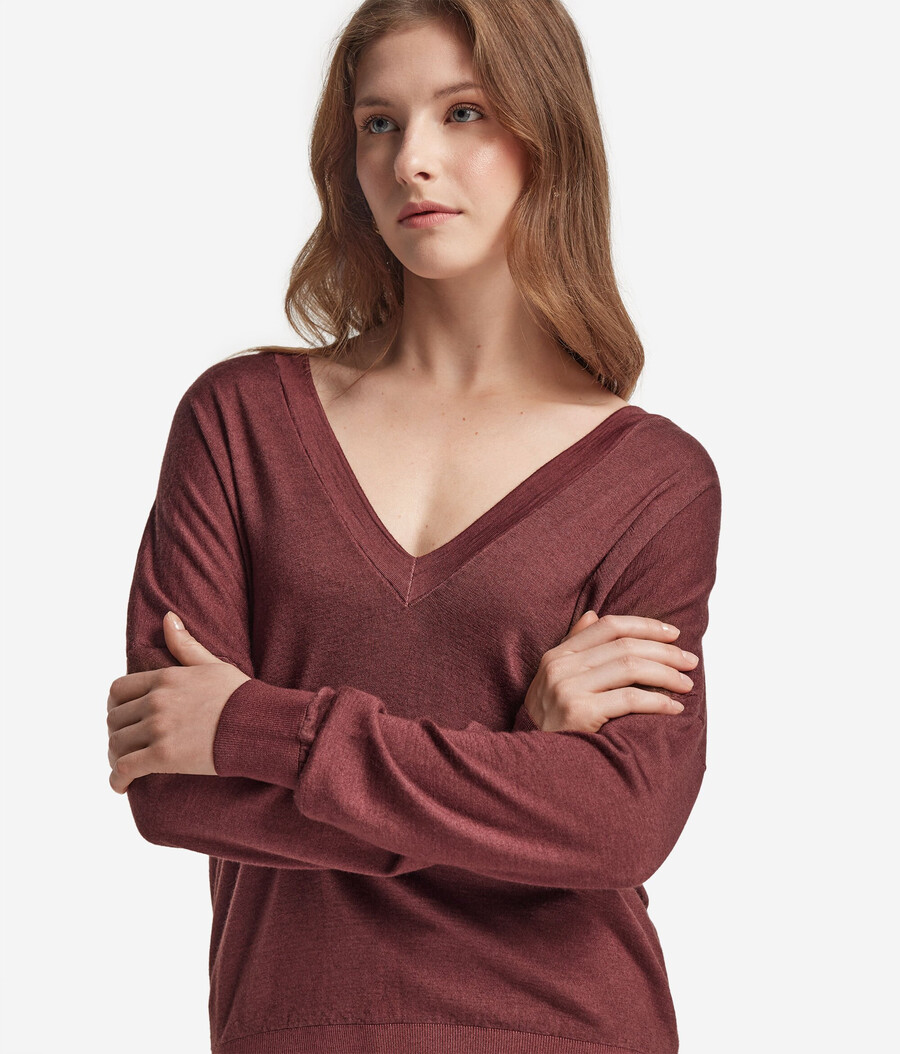 ultrafeiner kaschmirpullover mit doppeltem v-ausschnitt