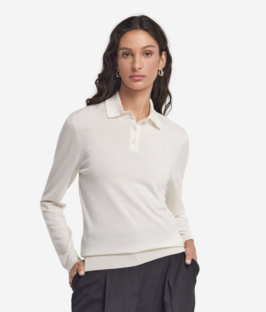 langärmeliges poloshirt aus feinstem kaschmir
