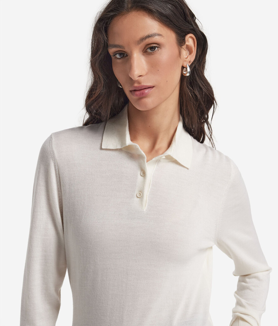langärmeliges poloshirt aus feinstem kaschmir