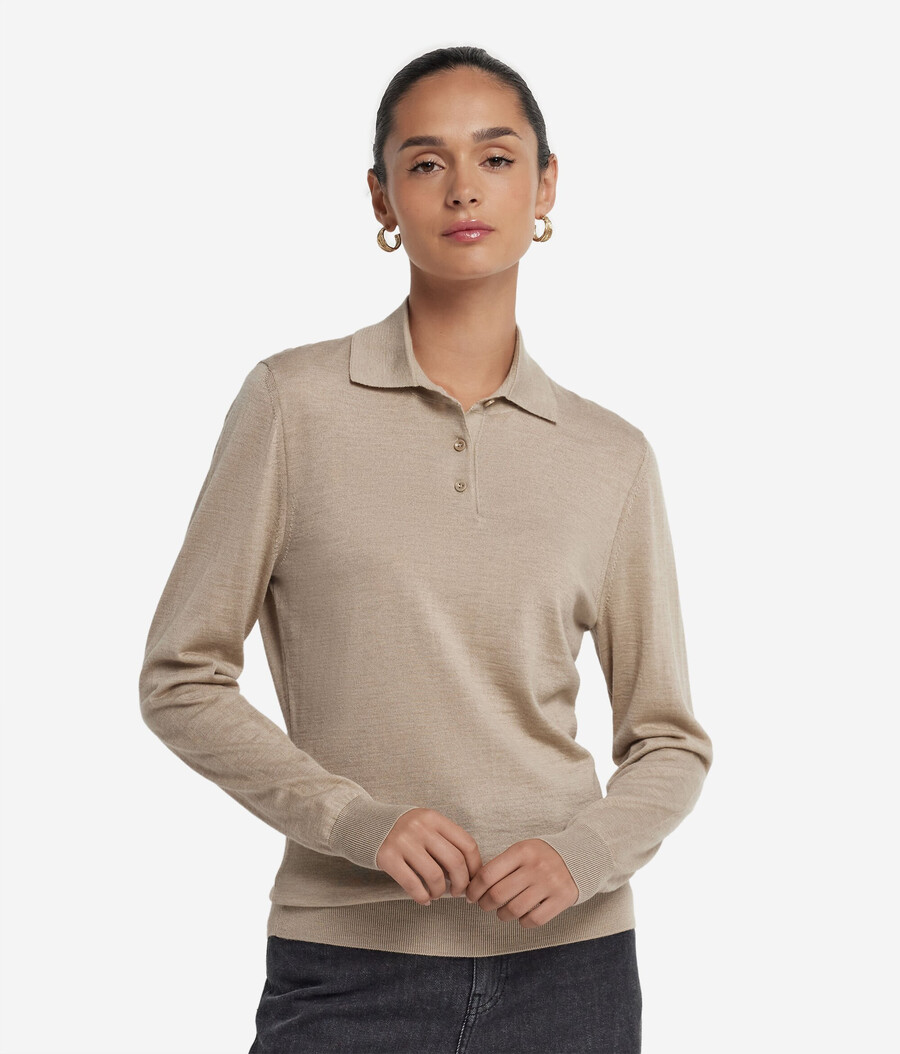 langärmeliges poloshirt aus feinstem kaschmir