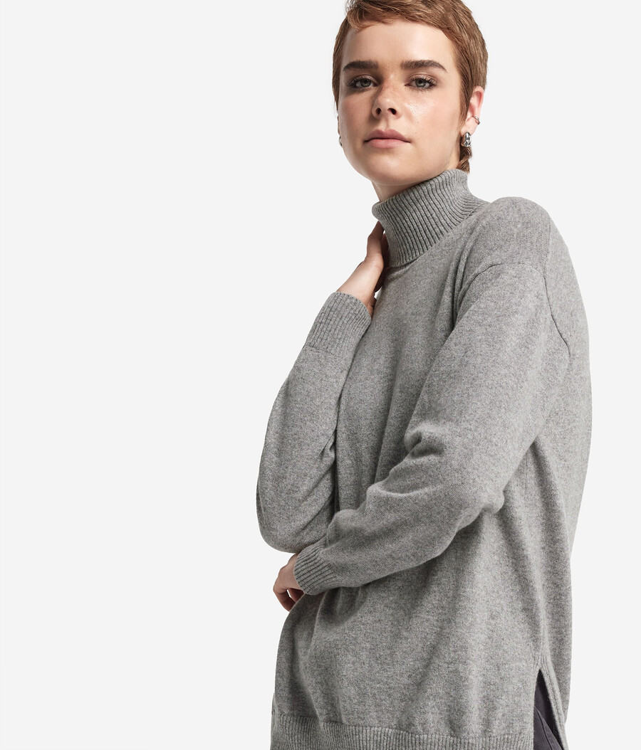 ultraweicher kaschmir-rollkragenpullover mit schlitzen